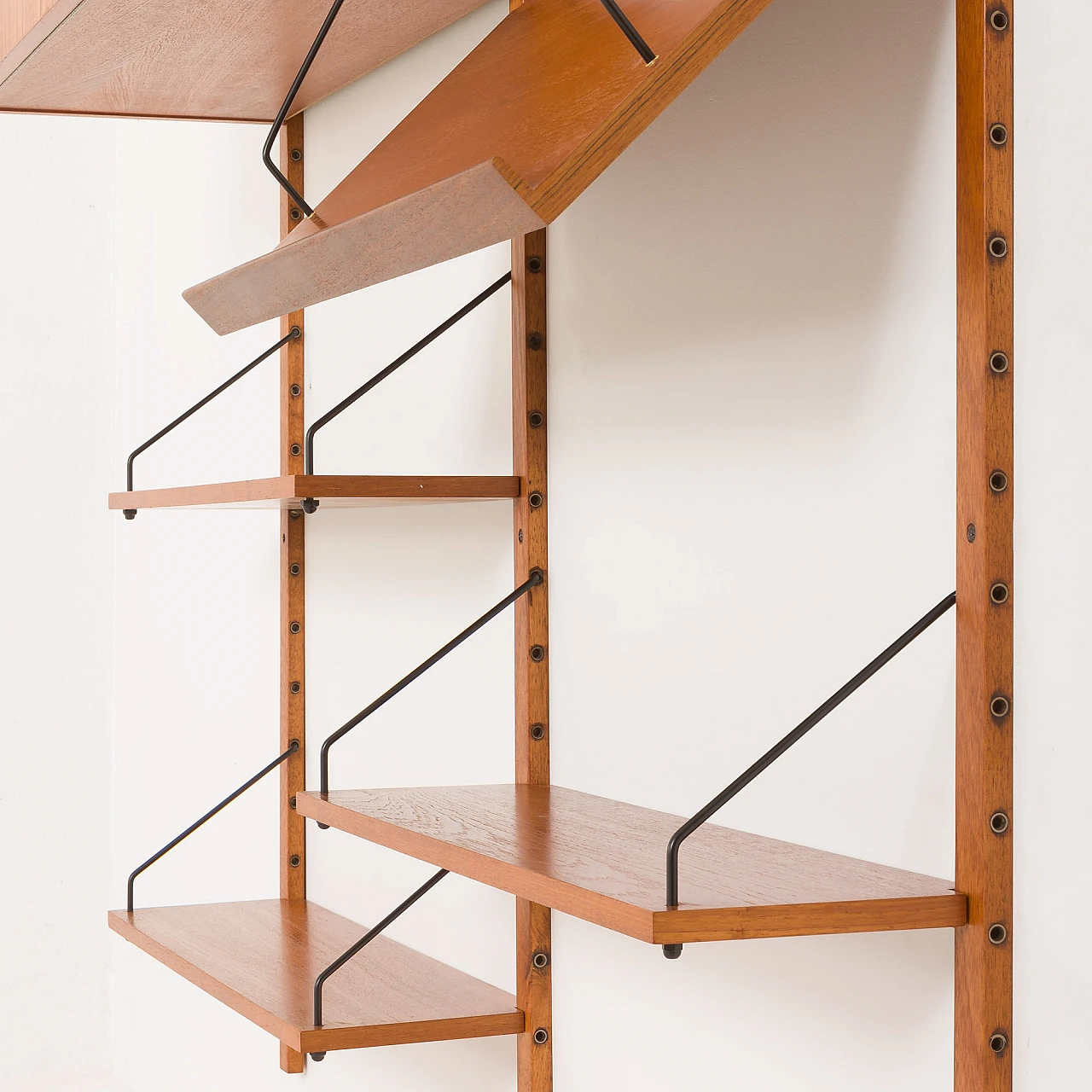 Upcycled teak wall unit with flap desk in P. Cadovius style, 1960s 8