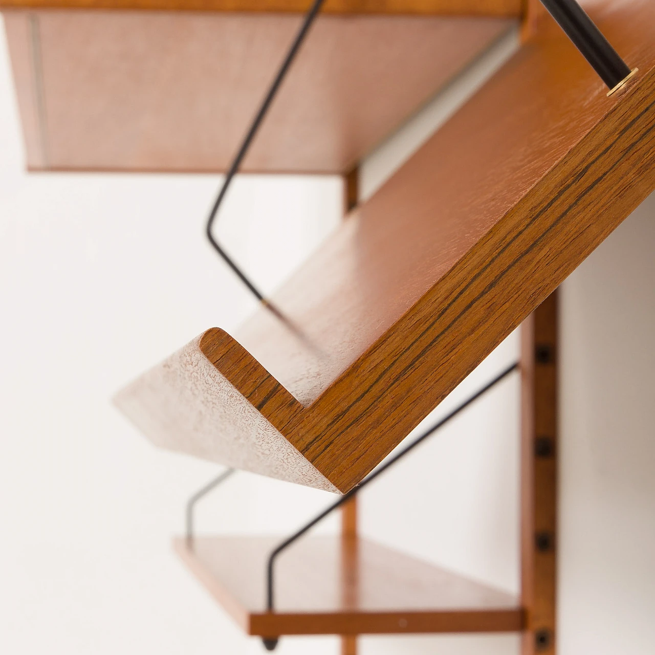 Upcycled teak wall unit with flap desk in P. Cadovius style, 1960s 11