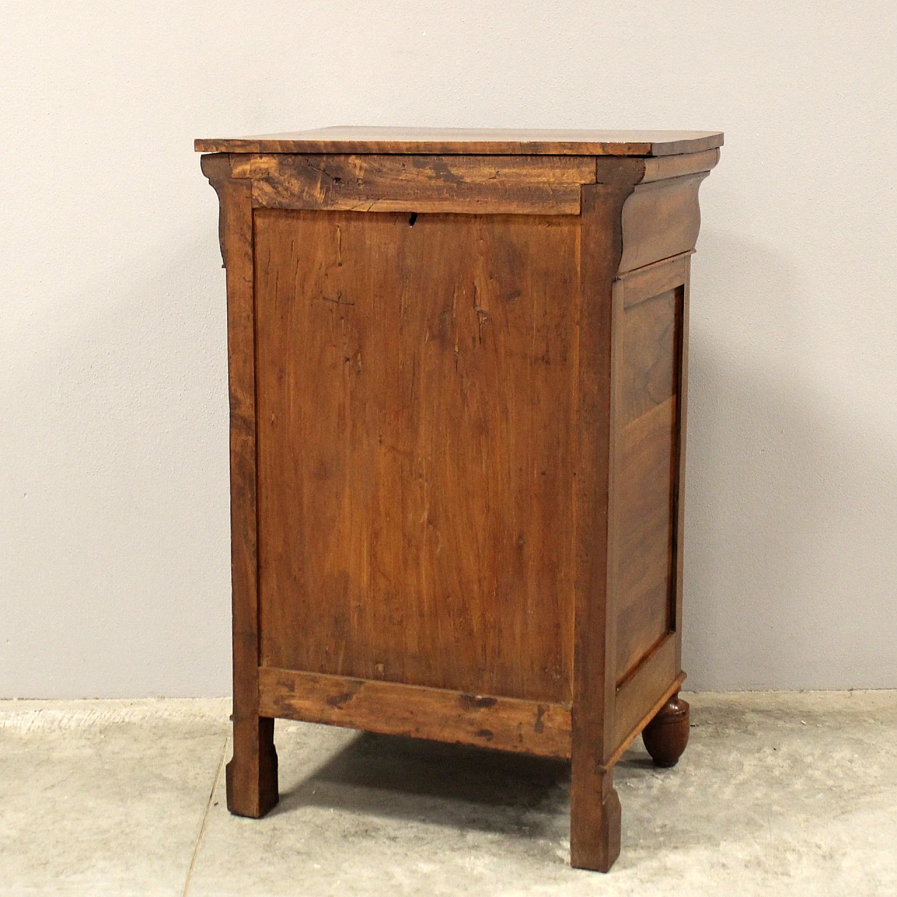 Charles X bedside table in walnut with drawer & door, 19th century 1