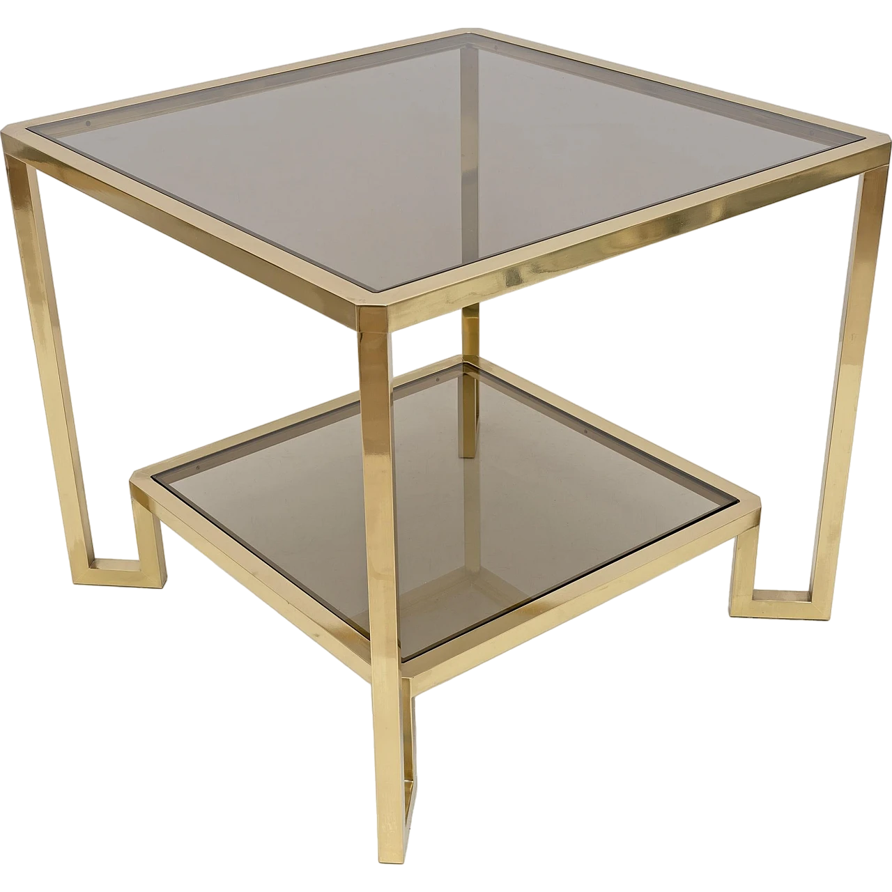 Brass and glass coffee table by Guy Lefevre for Maison Jansen, 1970s 7