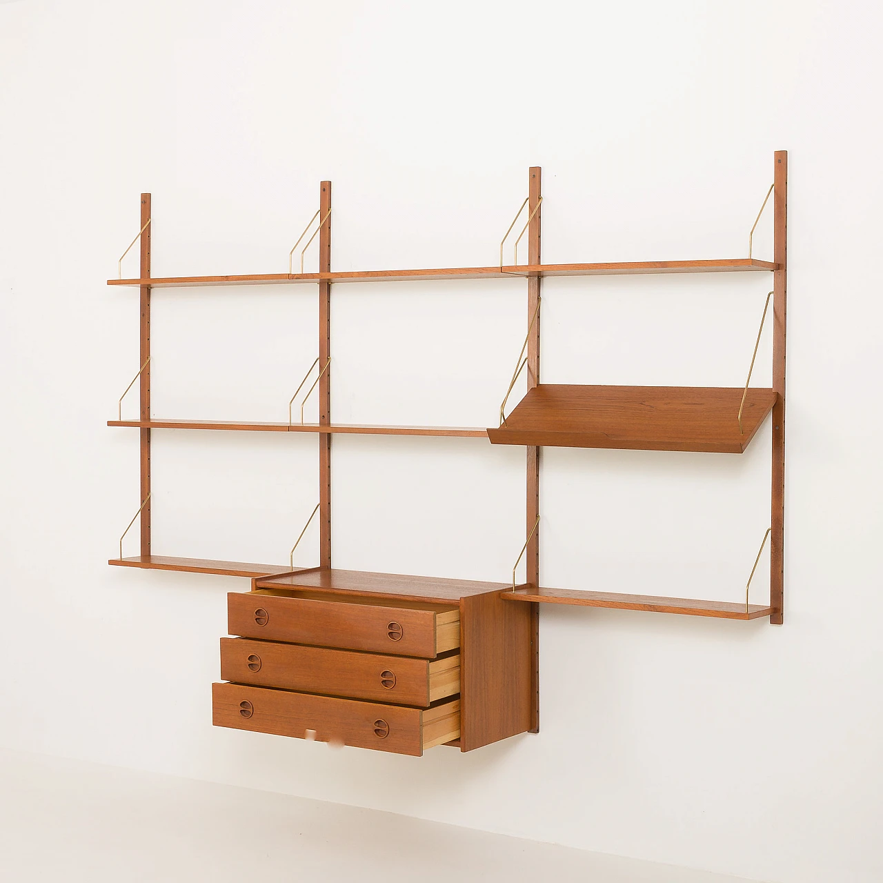 Scandinavian teak wall unit with drawers in P. Cadovius style, 1960s 4