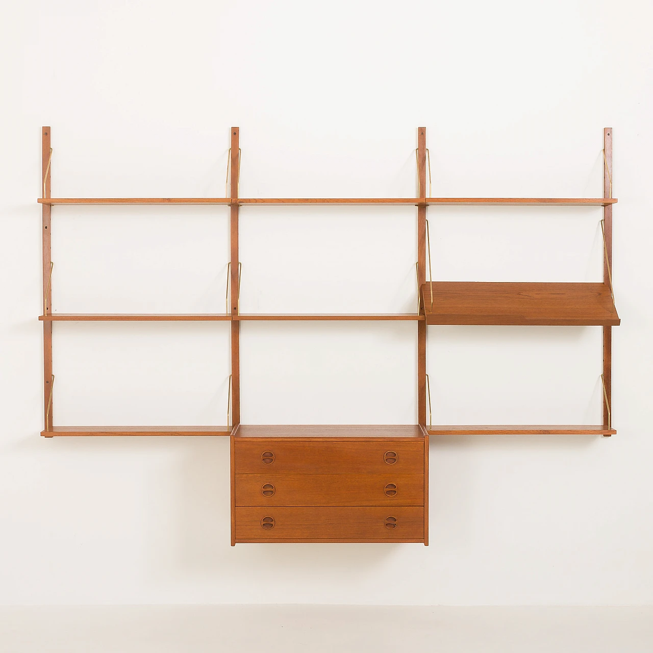 Scandinavian teak wall unit with drawers in P. Cadovius style, 1960s 5