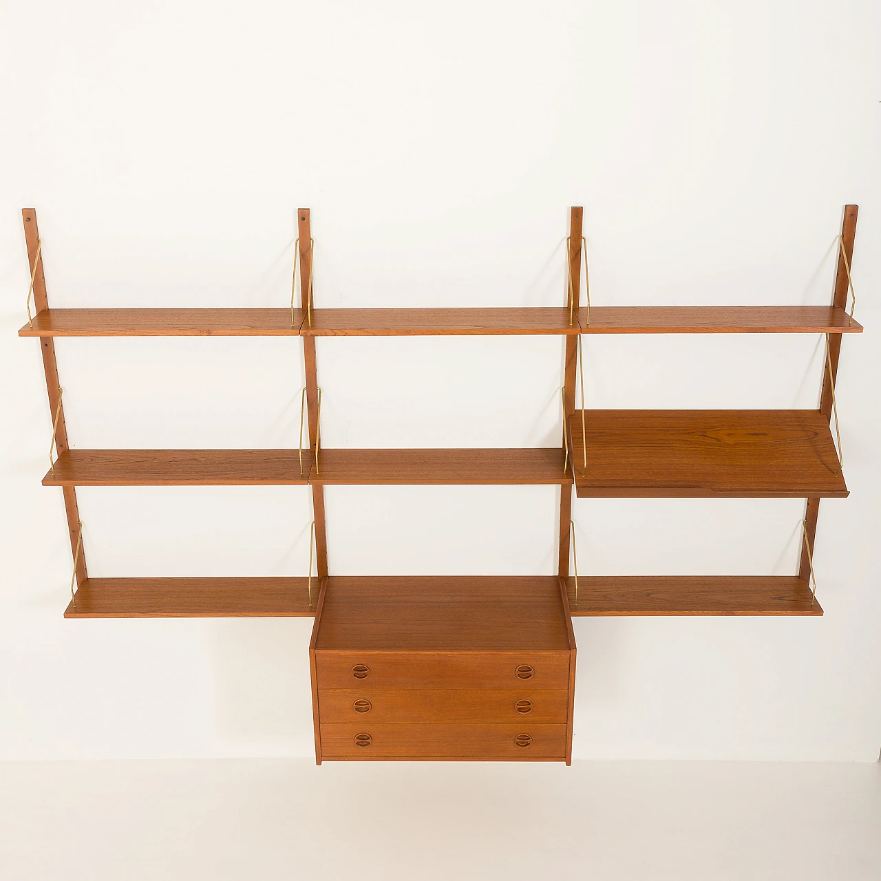 Scandinavian teak wall unit with drawers in P. Cadovius style, 1960s 6