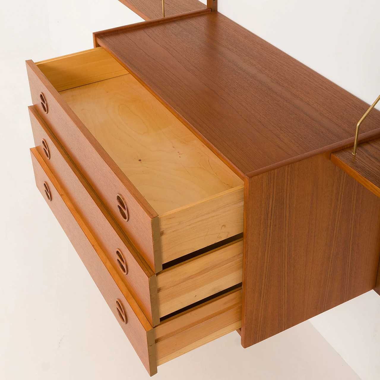 Scandinavian teak wall unit with drawers in P. Cadovius style, 1960s 7