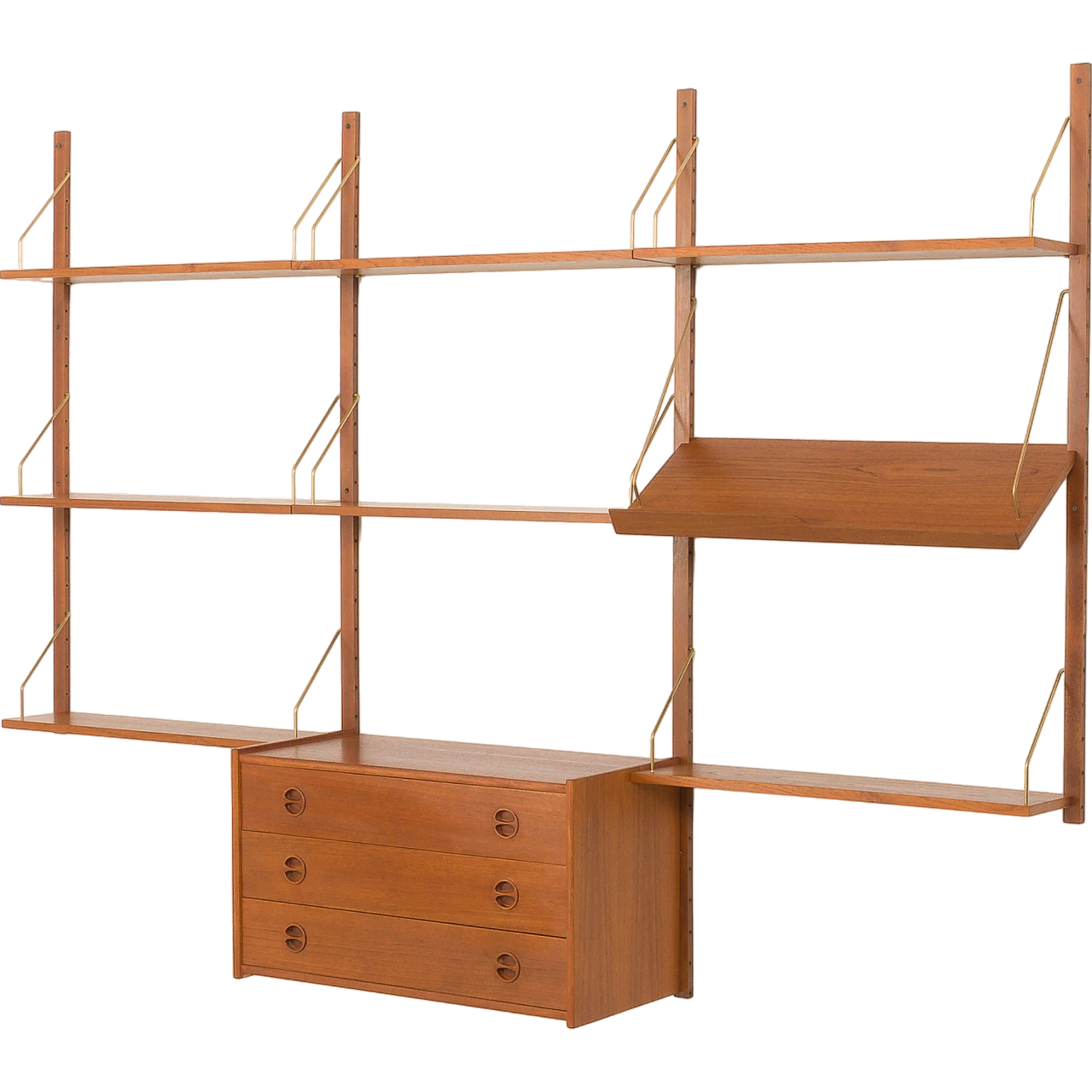 Scandinavian teak wall unit with drawers in P. Cadovius style, 1960s 14