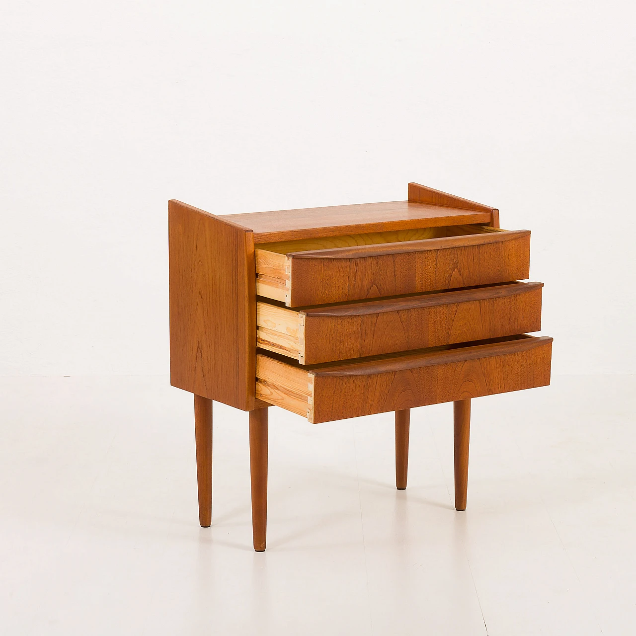 Small danish dresser in teak with three drawers, 1960s 3