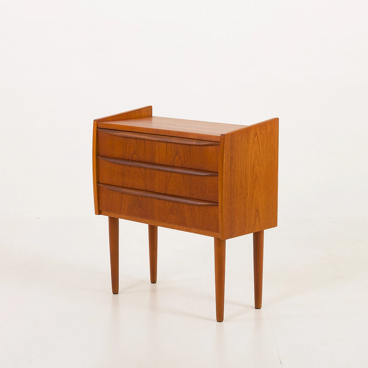 Small danish dresser in teak with three drawers, 1960s 5