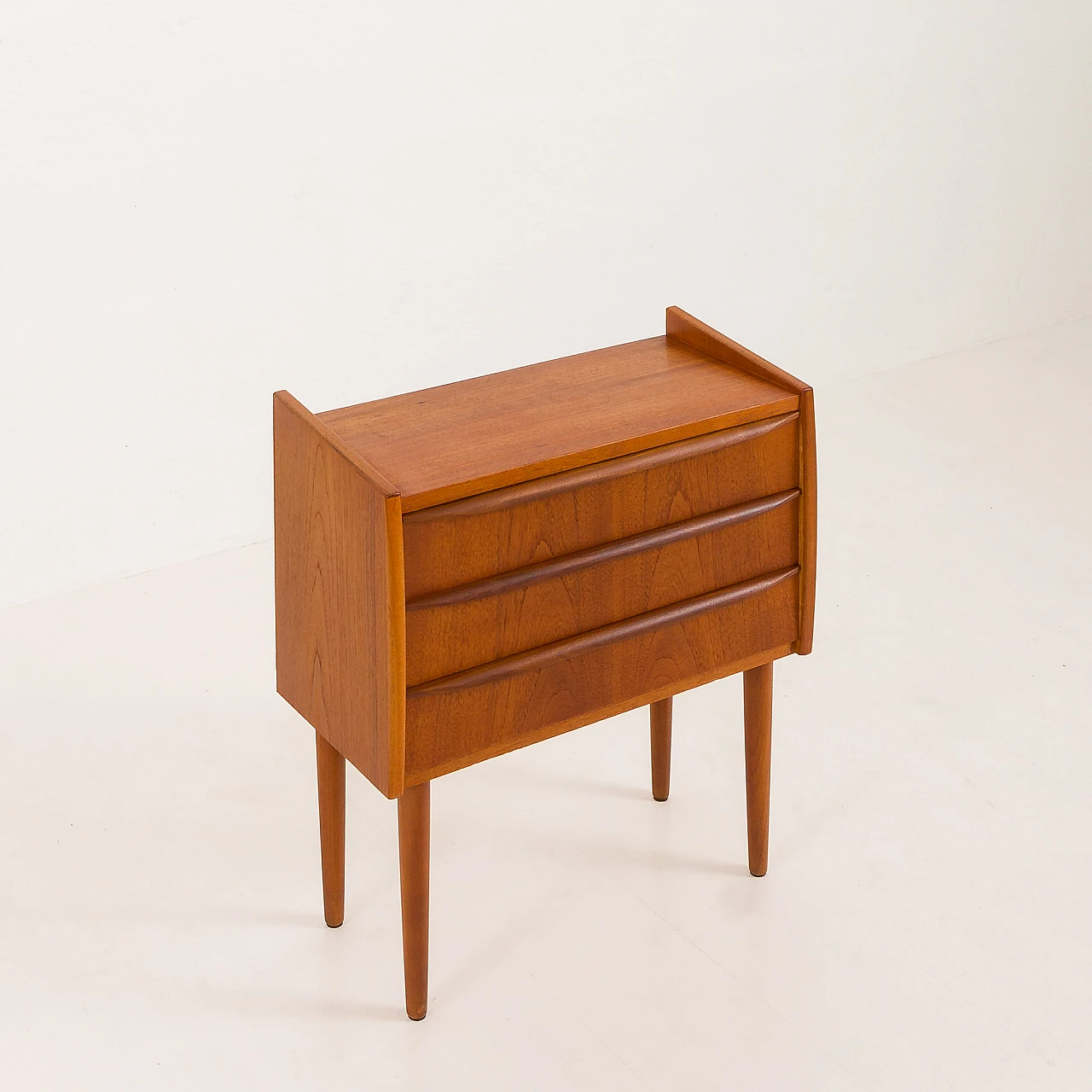 Small danish dresser in teak with three drawers, 1960s 7