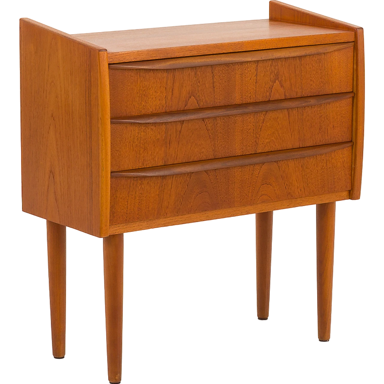 Small danish dresser in teak with three drawers, 1960s 12