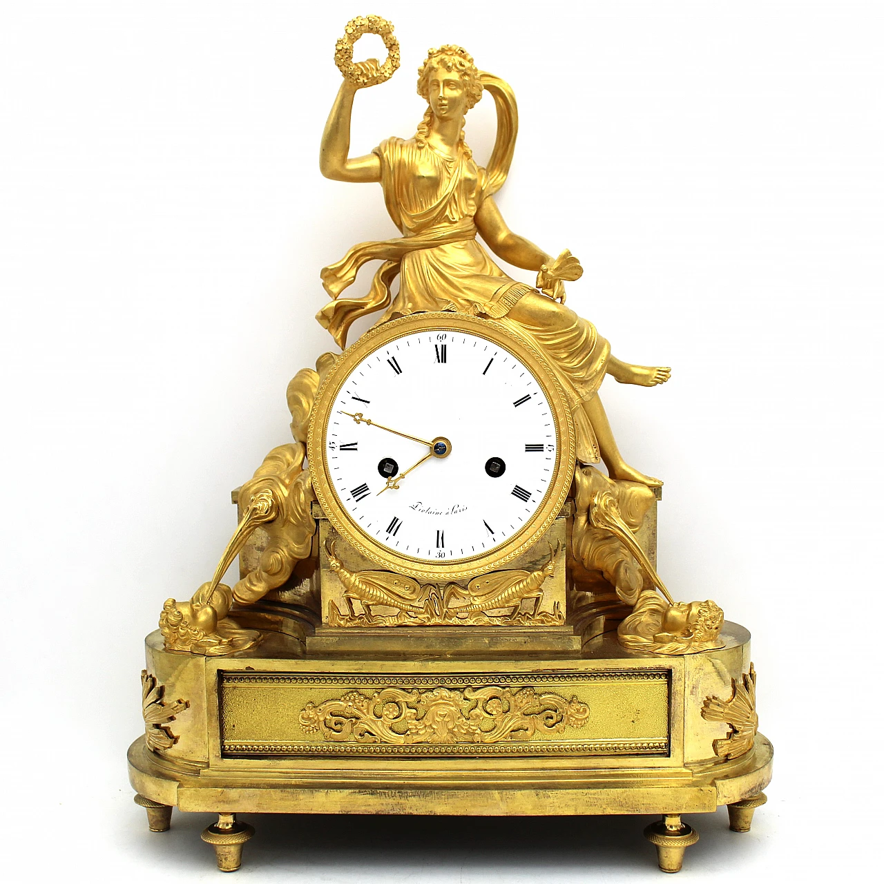 Directoire gilded bronze pendulum clock, late 18th century 1