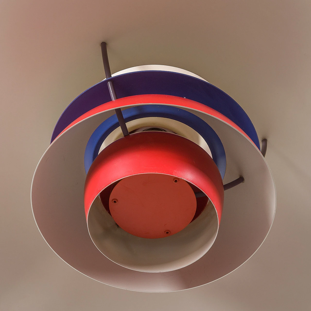 Red PH 5 ceiling lamp by P. Henningsen for P. Poulsen, 1970s 7