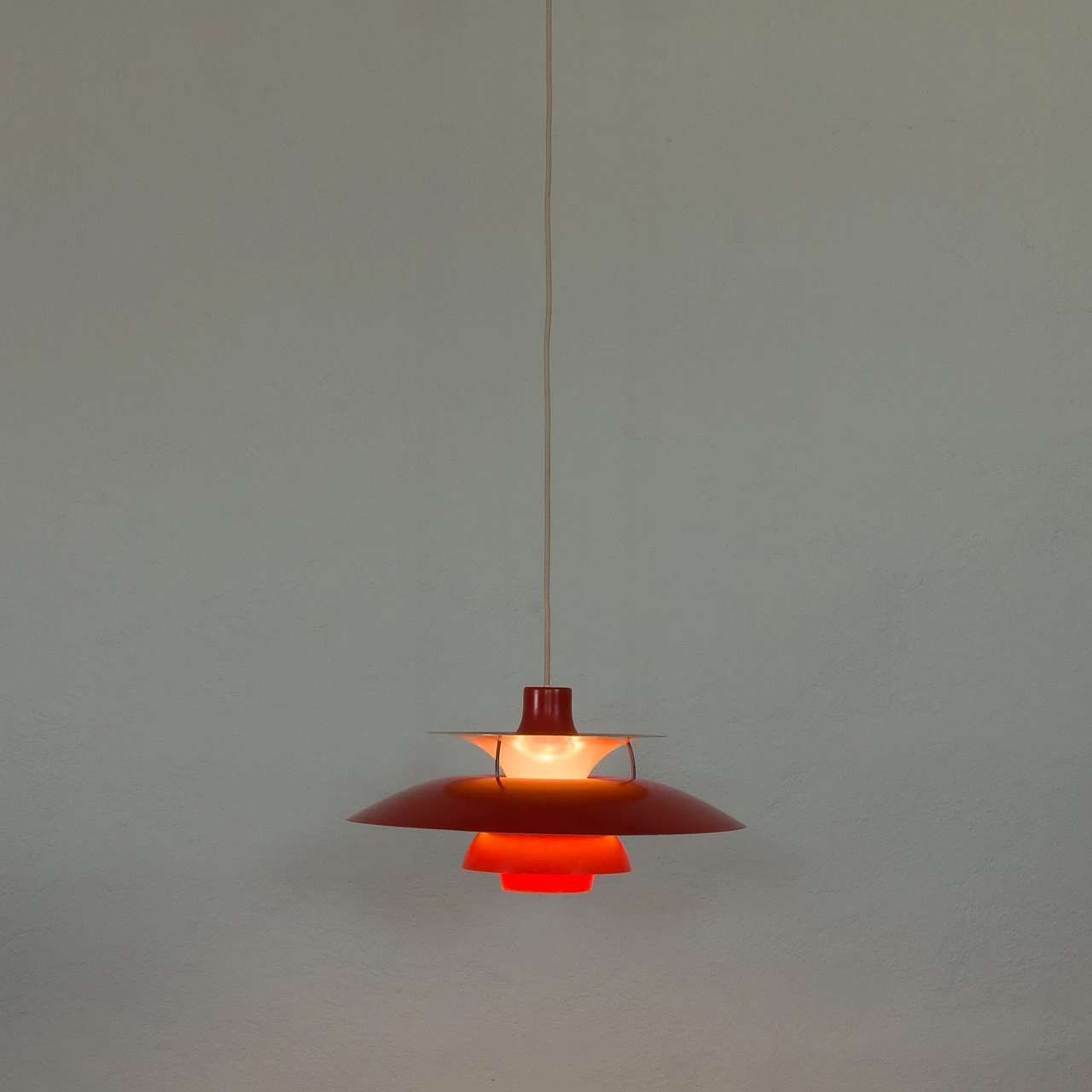 Red PH 5 ceiling lamp by P. Henningsen for P. Poulsen, 1970s 8