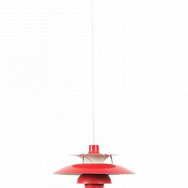 Red PH 5 ceiling lamp by P. Henningsen for P. Poulsen, 1970s