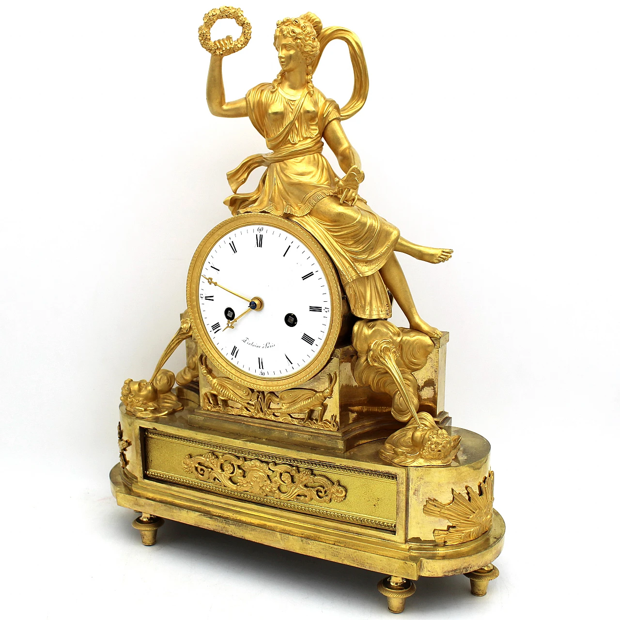 Directoire gilded bronze pendulum clock, late 18th century 3