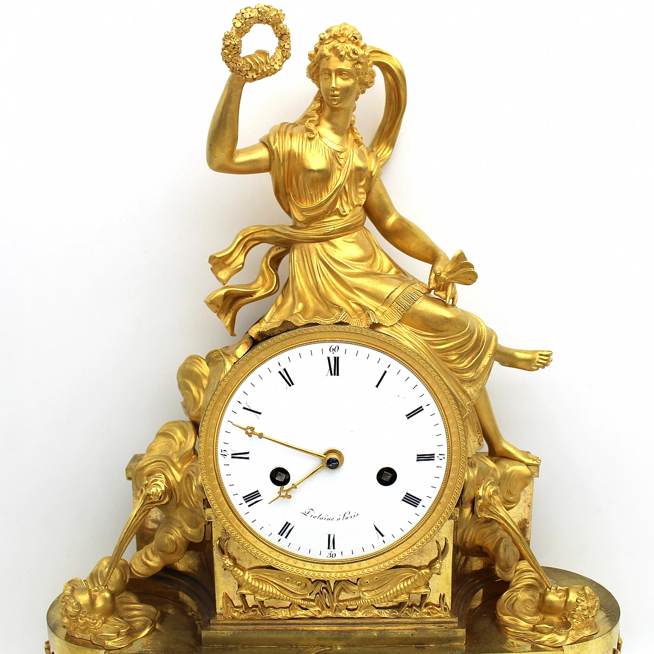 Directoire gilded bronze pendulum clock, late 18th century 4