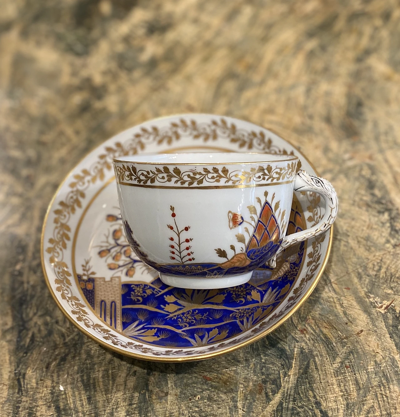 Porcelain cup & saucer with oriental landscape painted by Herend, 1905 7