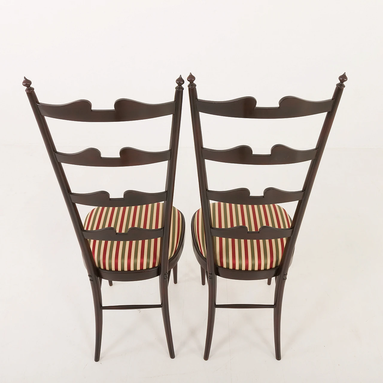 Pair of high back Chiavarine chairs attributed to P. Buffa, 1970s 7