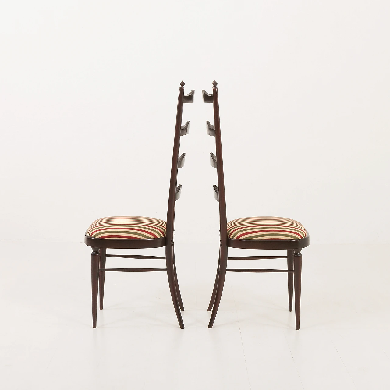 Pair of high back Chiavarine chairs attributed to P. Buffa, 1970s 10