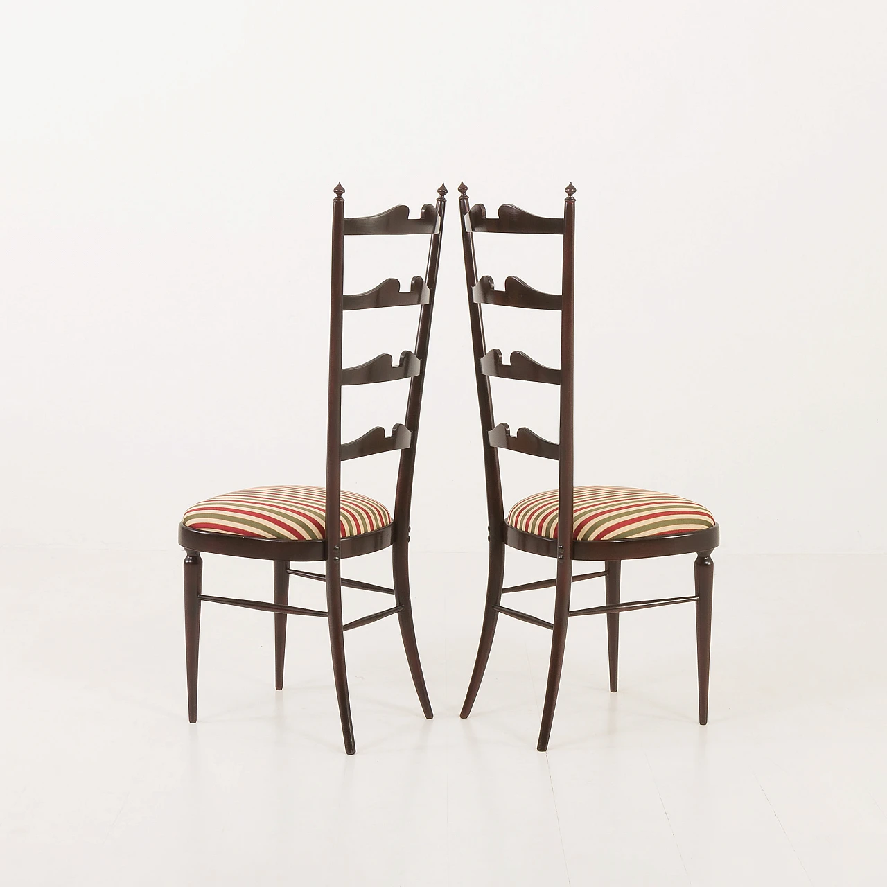 Pair of high back Chiavarine chairs attributed to P. Buffa, 1970s 11