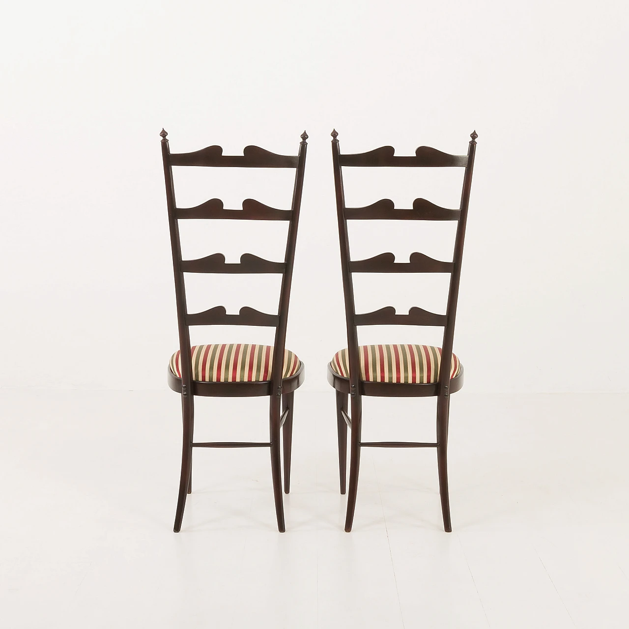 Pair of high back Chiavarine chairs attributed to P. Buffa, 1970s 12