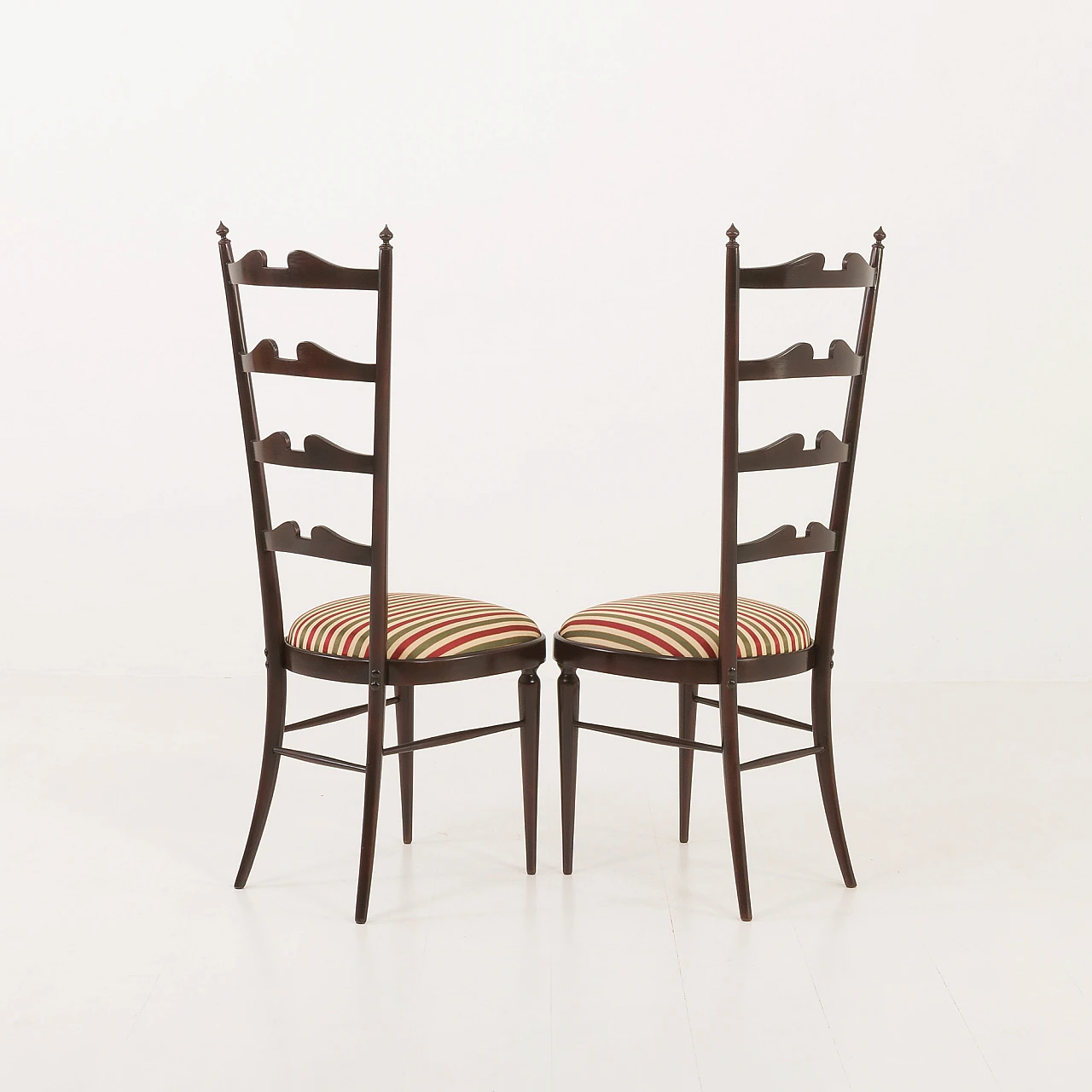 Pair of high back Chiavarine chairs attributed to P. Buffa, 1970s 13