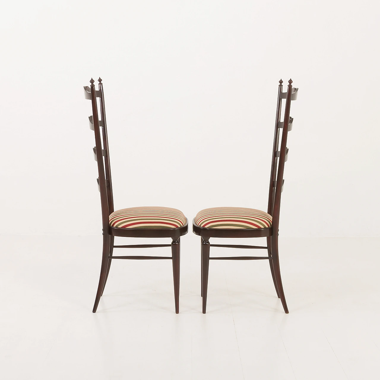 Pair of high back Chiavarine chairs attributed to P. Buffa, 1970s 14