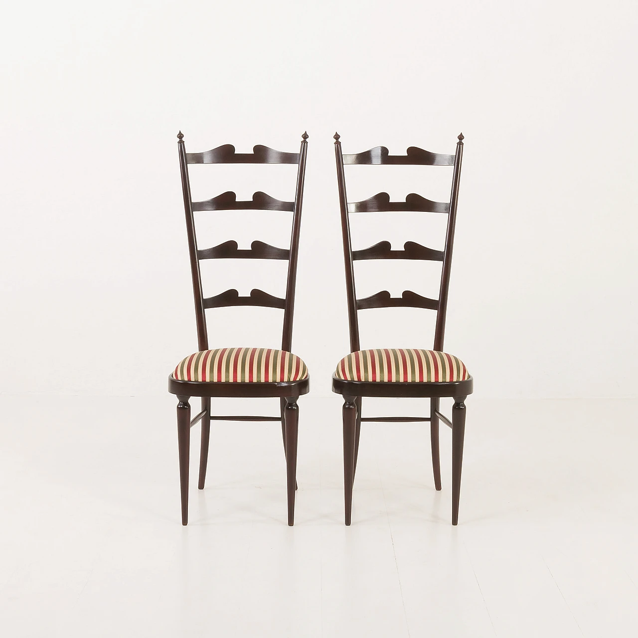 Pair of high back Chiavarine chairs attributed to P. Buffa, 1970s 16