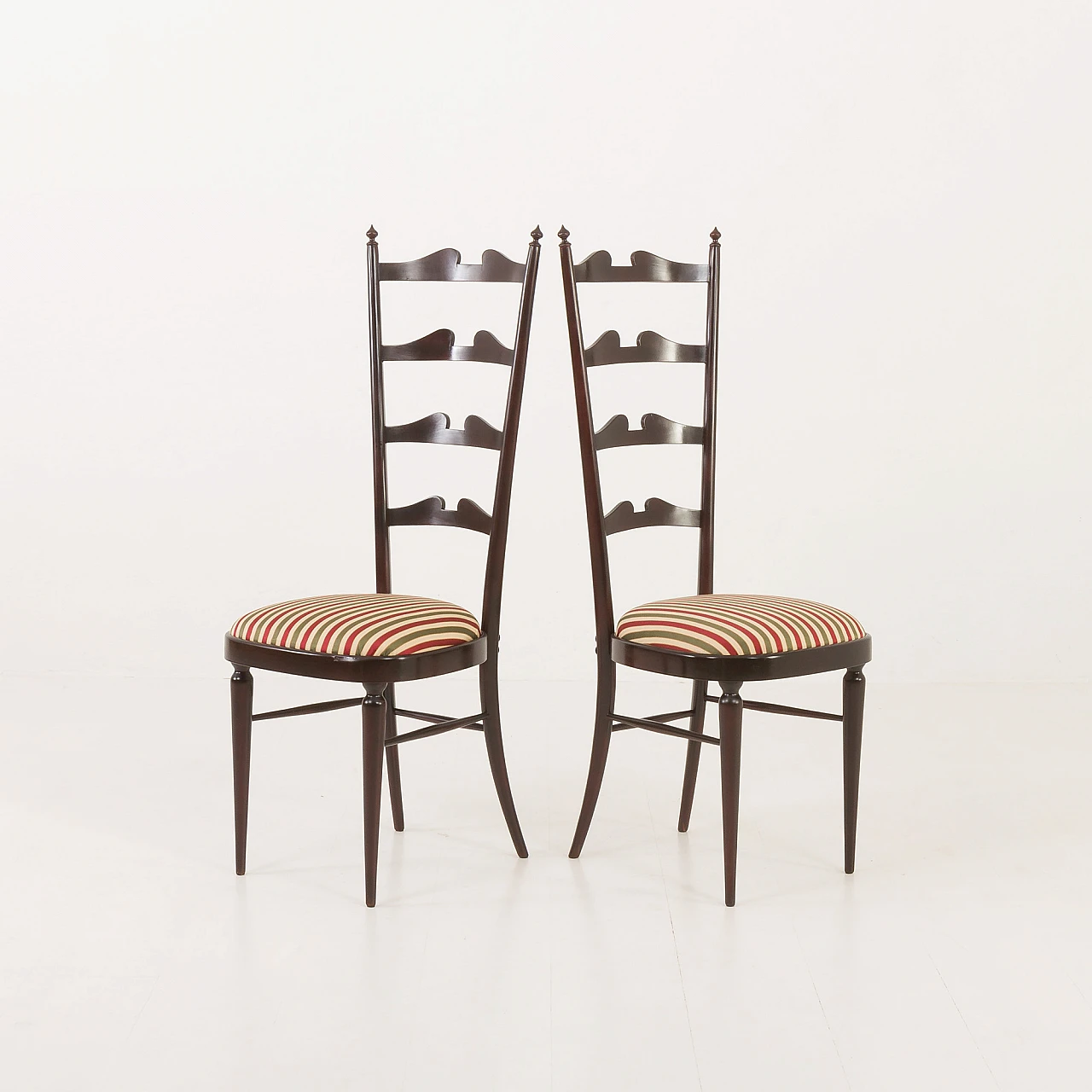 Pair of high back Chiavarine chairs attributed to P. Buffa, 1970s 17