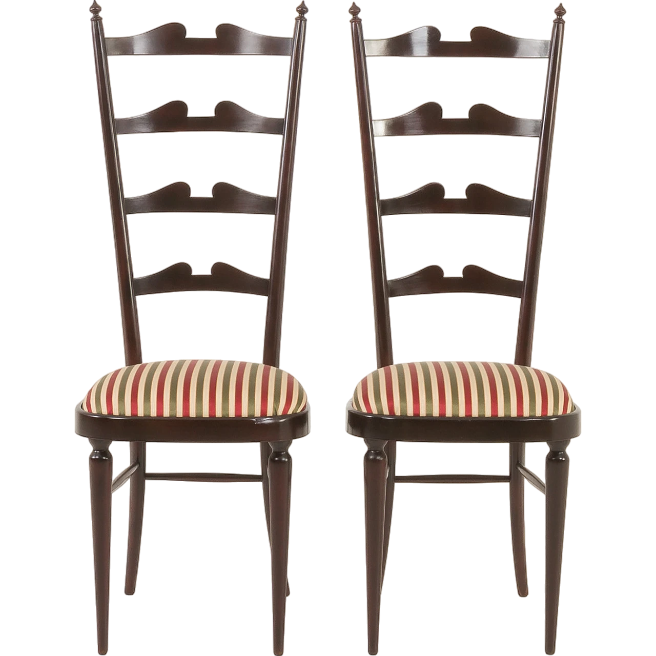 Pair of high back Chiavarine chairs attributed to P. Buffa, 1970s 18