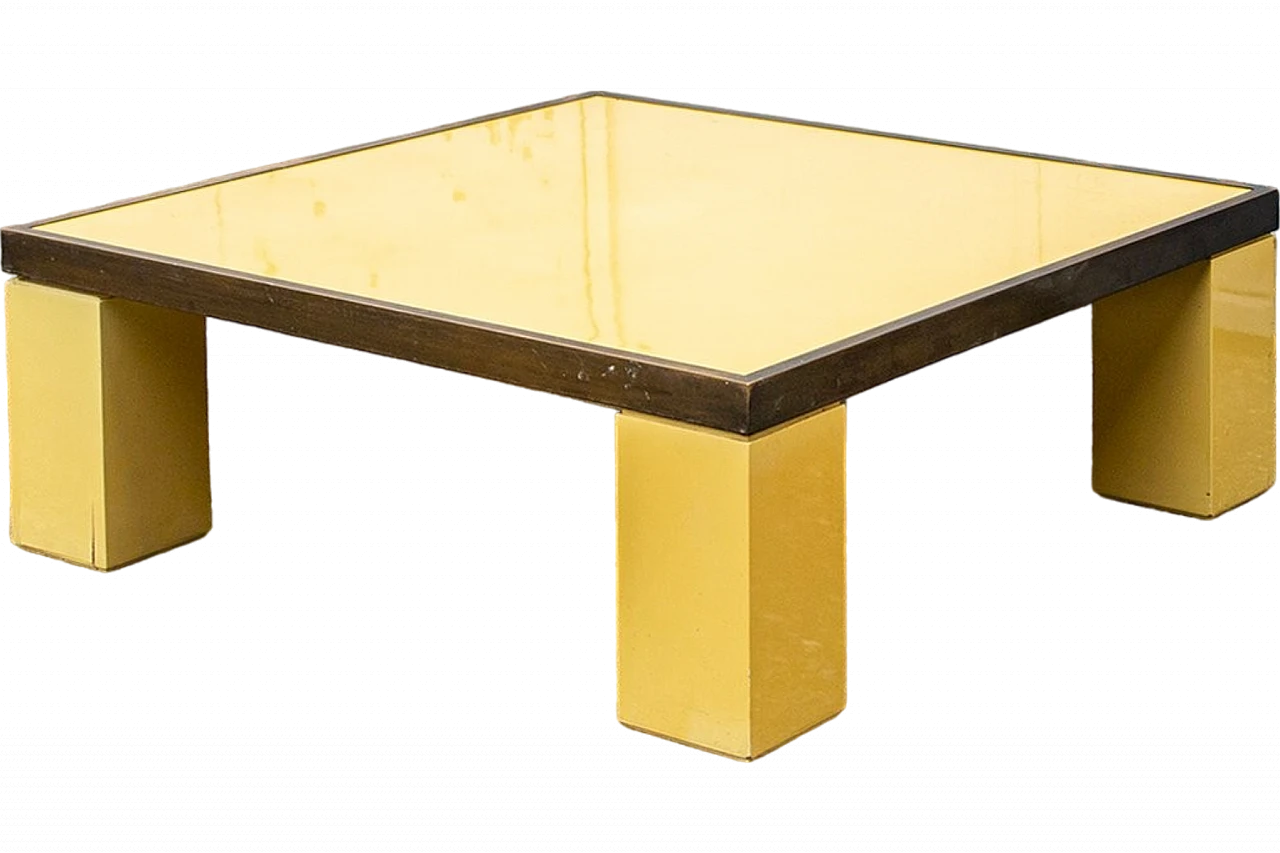 Wood, formica and brass coffee table by Antonio Pavia, 1970s 7