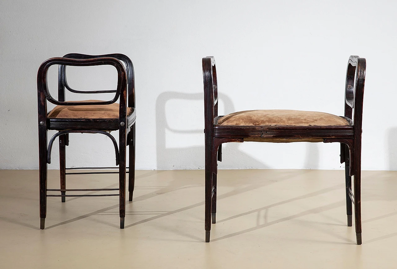 Pair of stools 412 by Otto Wagner for Jakob and Joseph Kohn, 1901 2