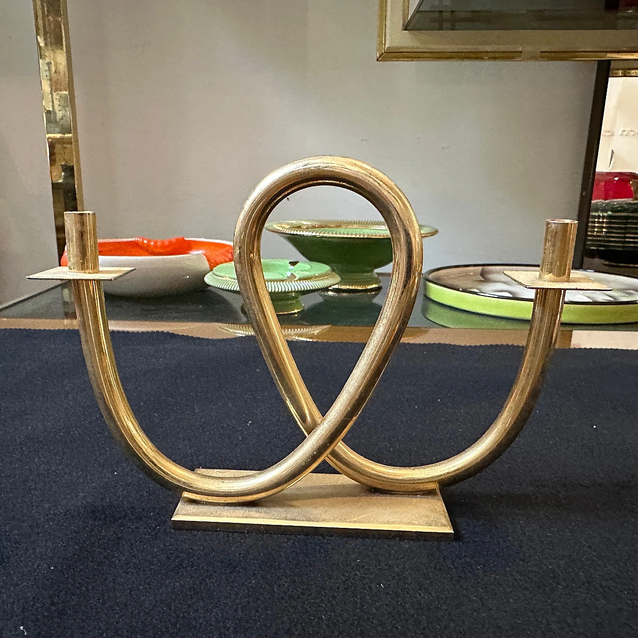 Brass candelabra in the style of Gio Ponti, 1970s 2