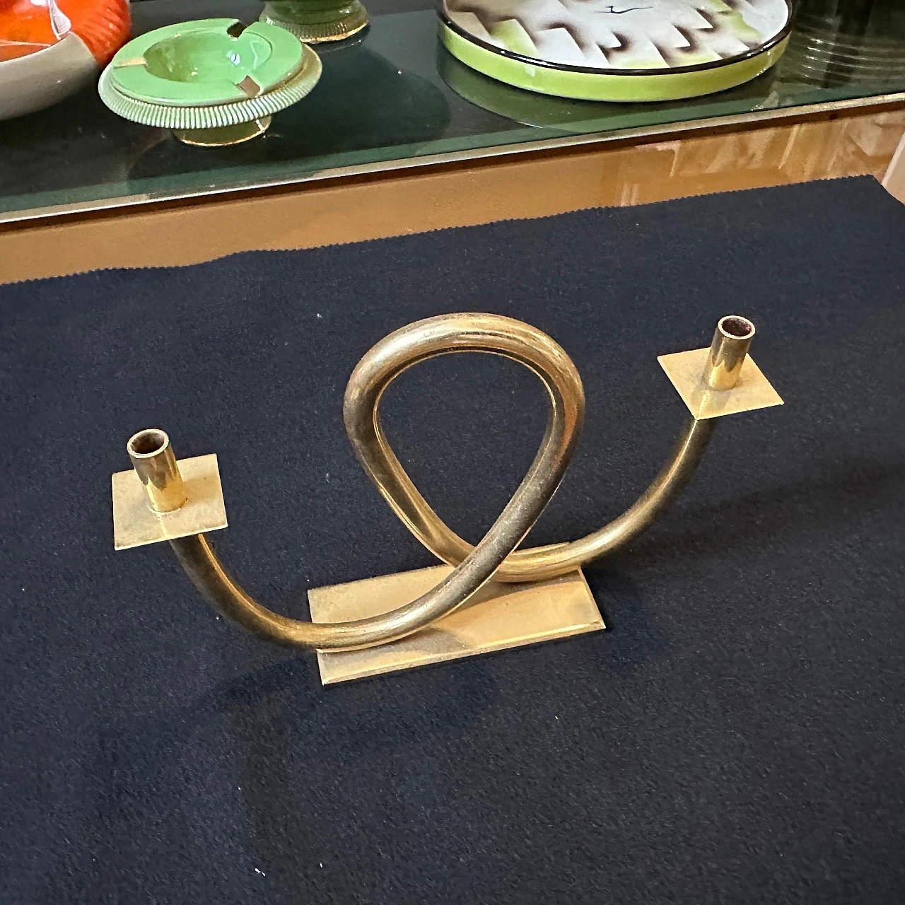 Brass candelabra in the style of Gio Ponti, 1970s 3