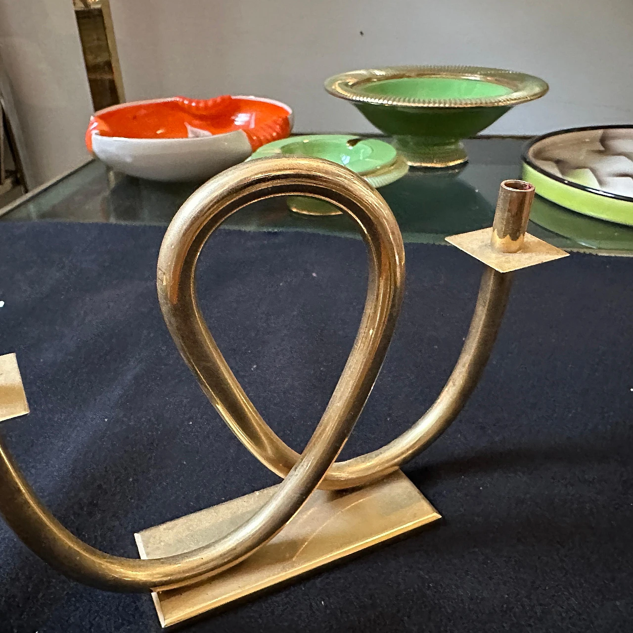 Brass candelabra in the style of Gio Ponti, 1970s 7