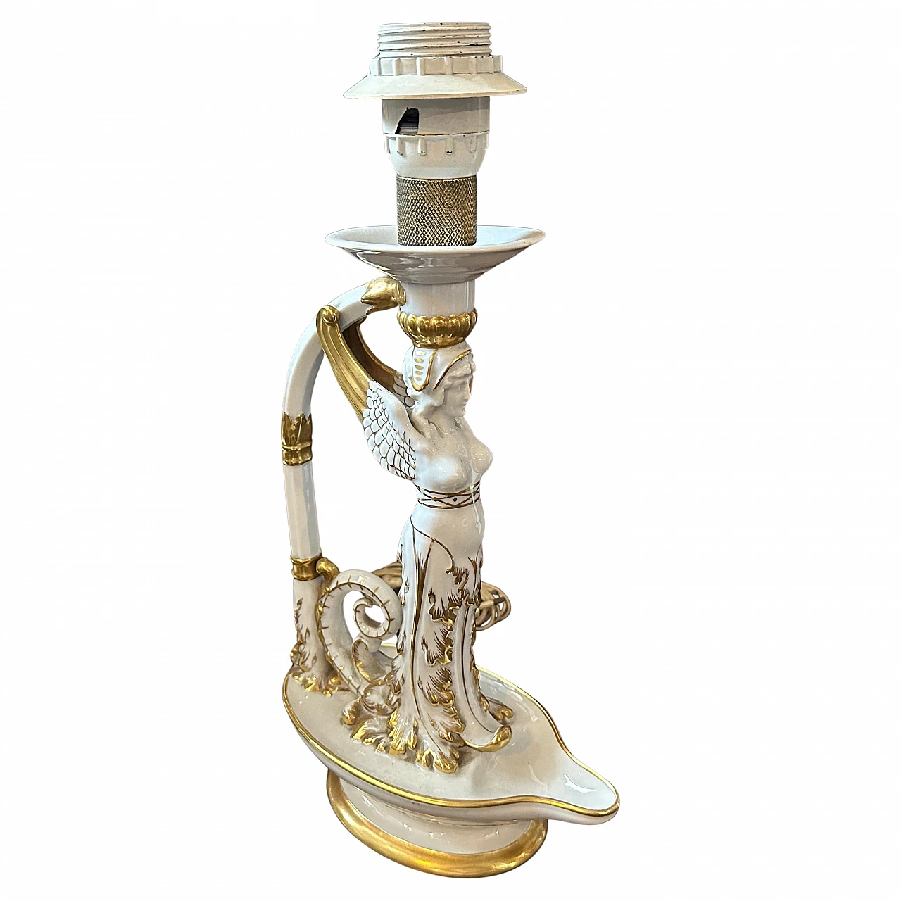 Neoclassical table lamp in Capodimonte porcelain, early 20th century 1