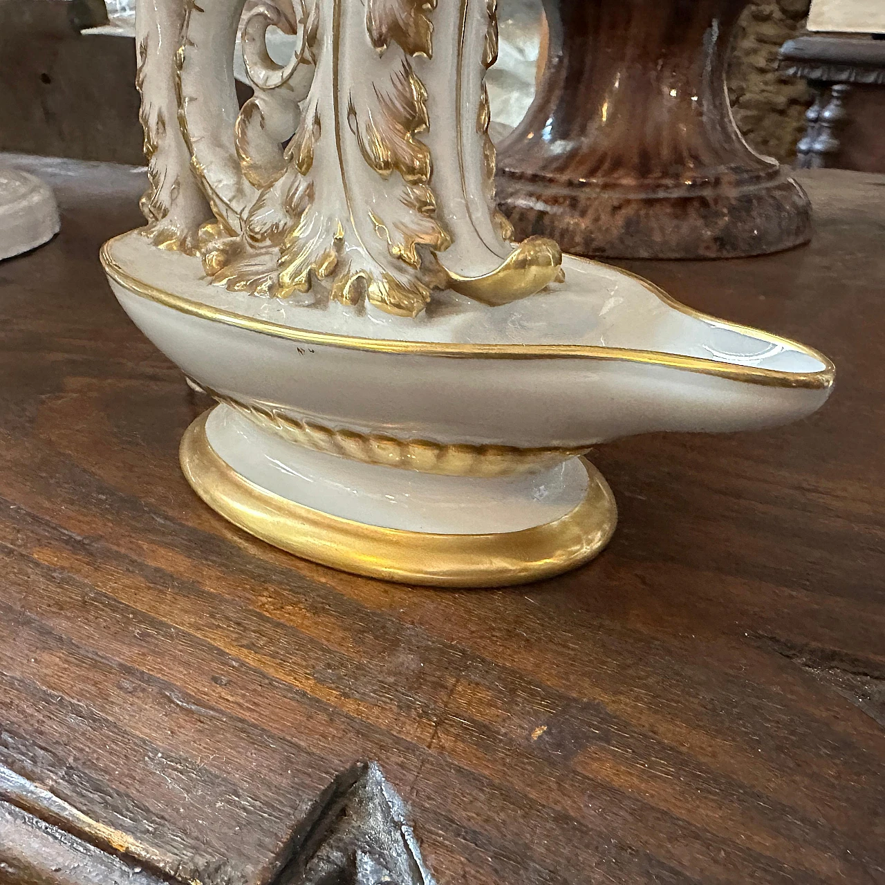 Lampada da tavolo Neoclassica in porcellana di Capodimonte, inizio 900 6