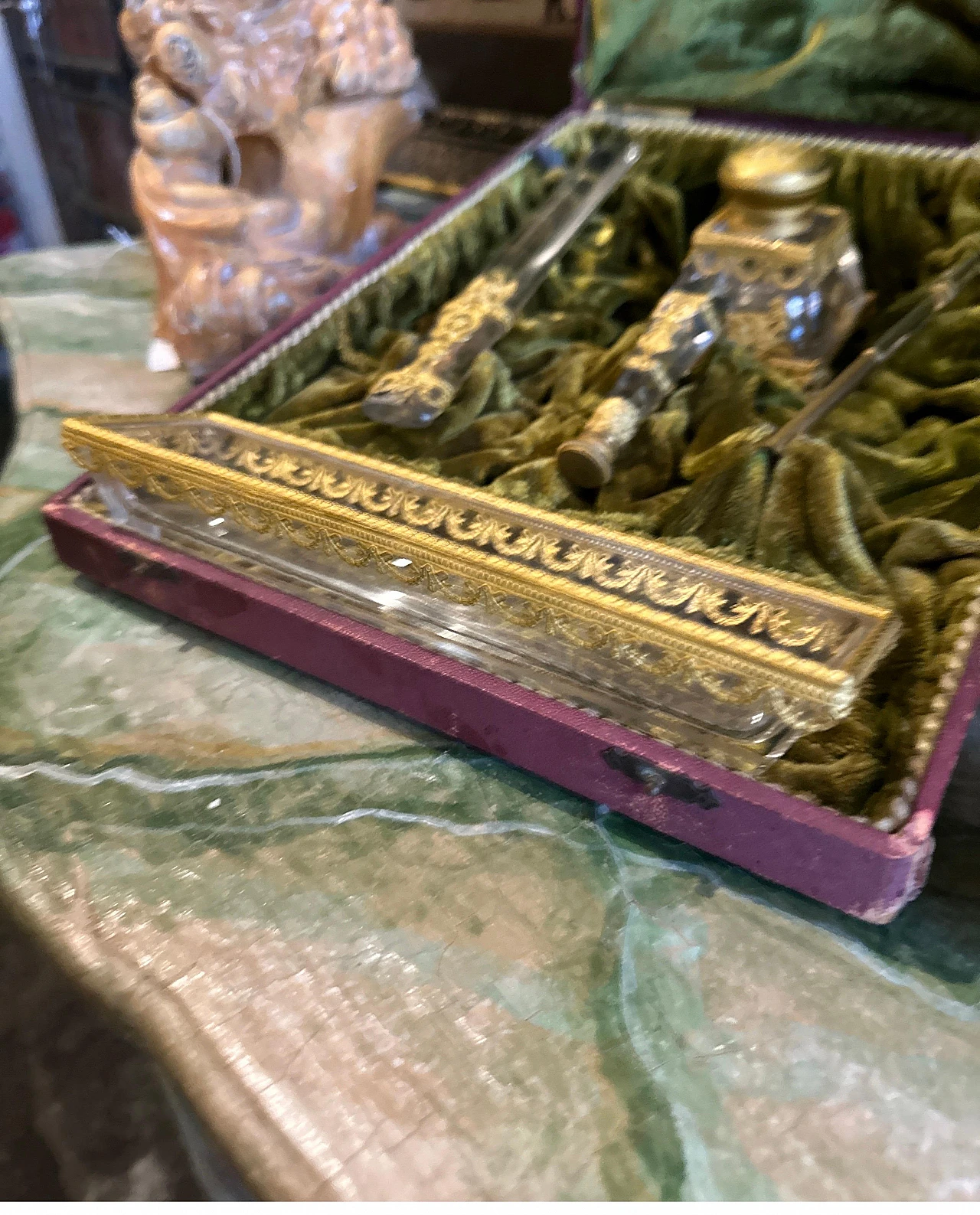 Gilded metal and crystal desk set, 1870 7