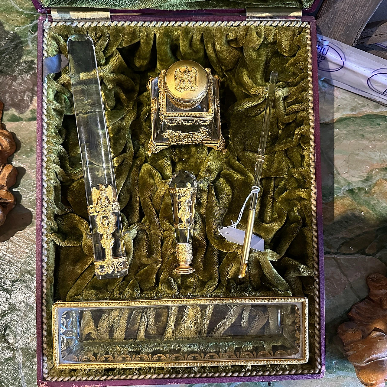 Gilded metal and crystal desk set, 1870 18