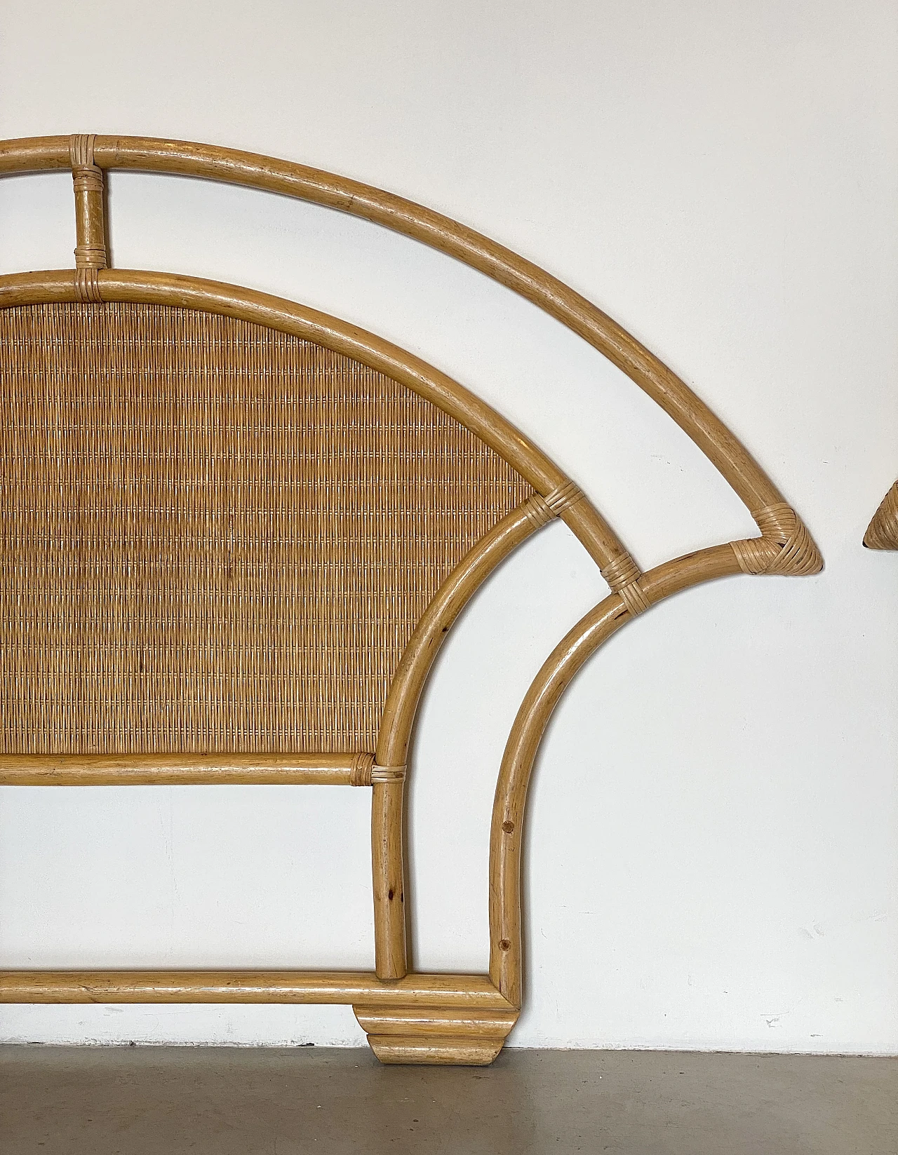 Pair of wicker and bamboo headboards, 1970s 2