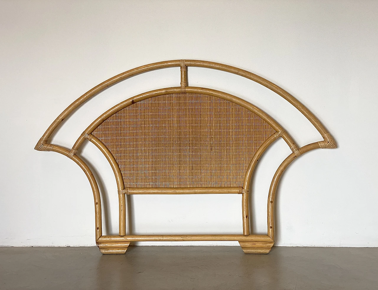 Pair of wicker and bamboo headboards, 1970s 8