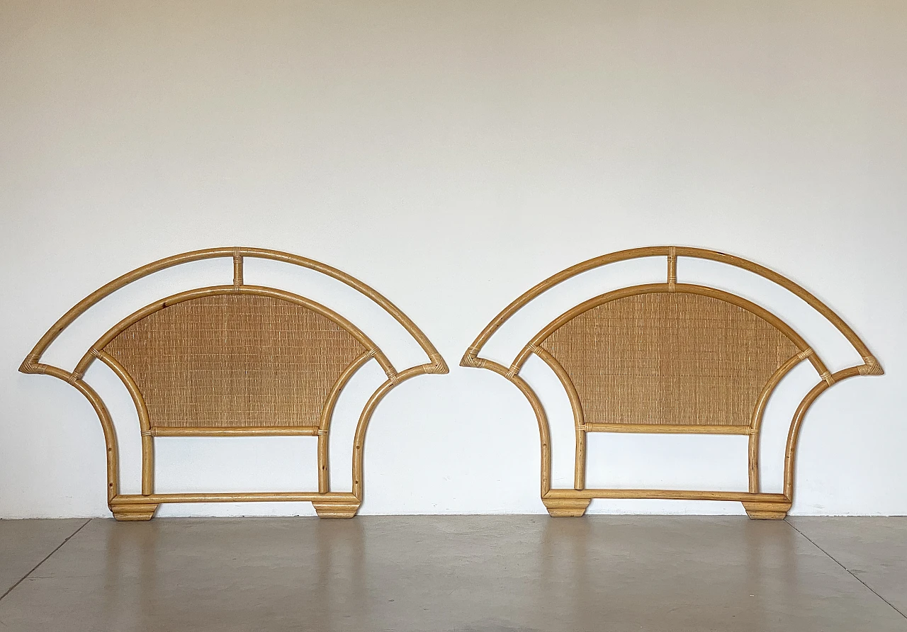 Pair of wicker and bamboo headboards, 1970s 9