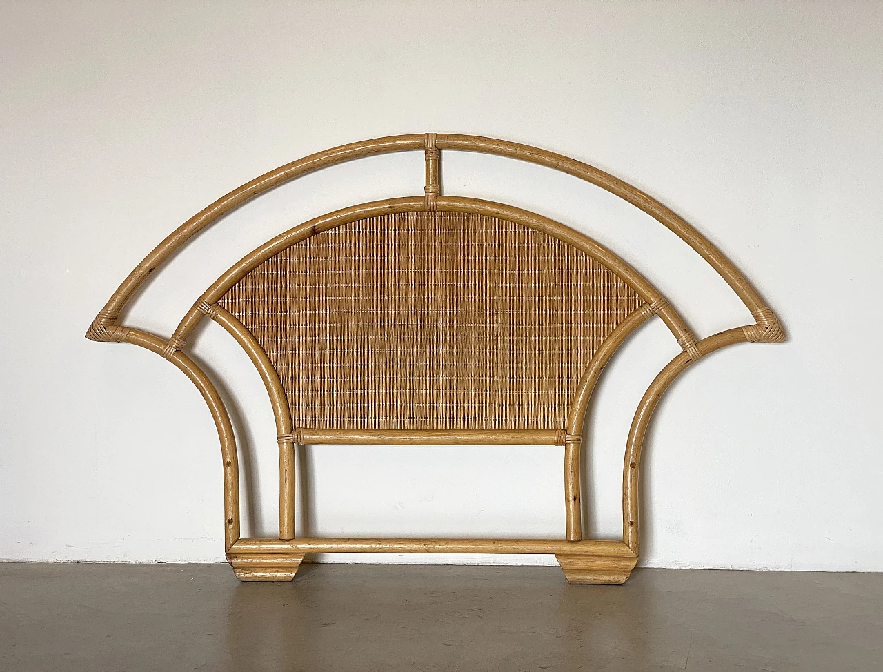 Pair of wicker and bamboo headboards, 1970s 10