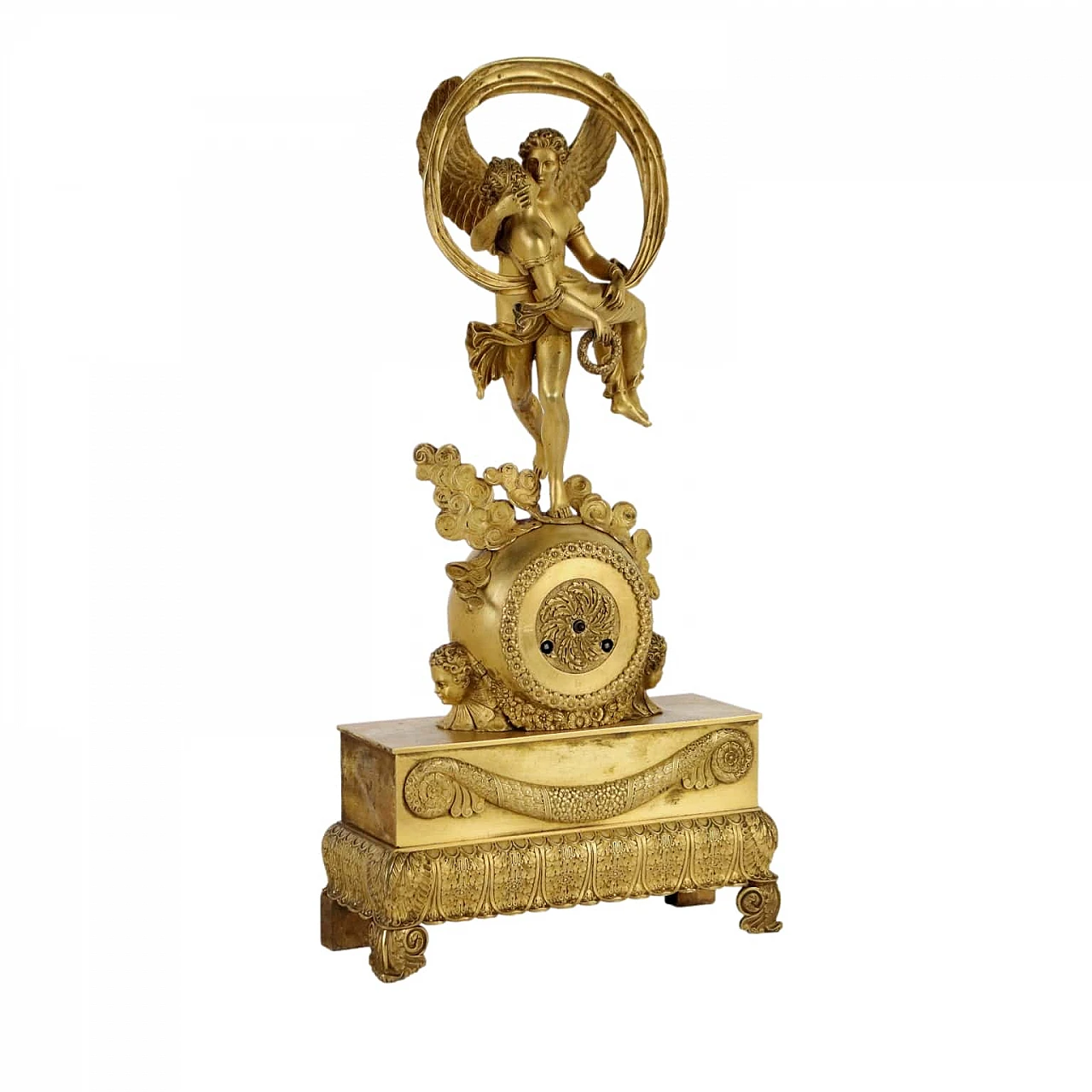 Bronze countertop clock with statue of Cupid and Psyche, 19th century 1