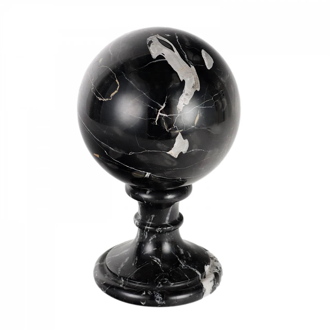 Sfera con supporto in marmo nero, anni '50 1