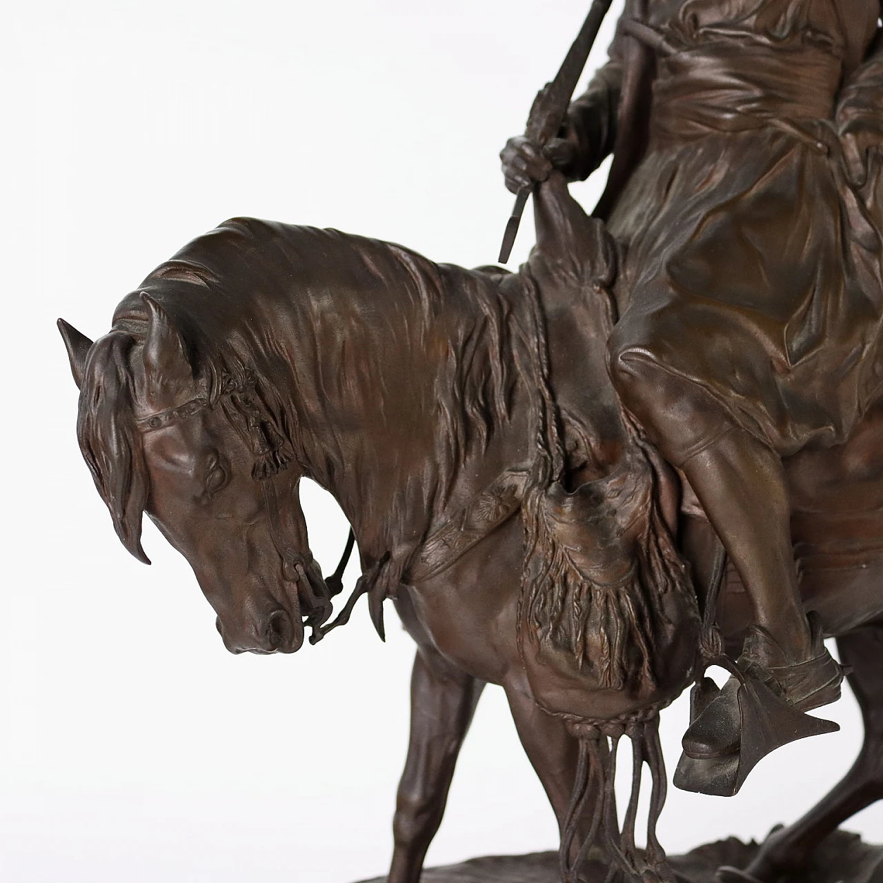 P. Jules Mène, Cavaliere africano a cavallo, scultura in bronzo, '800 4