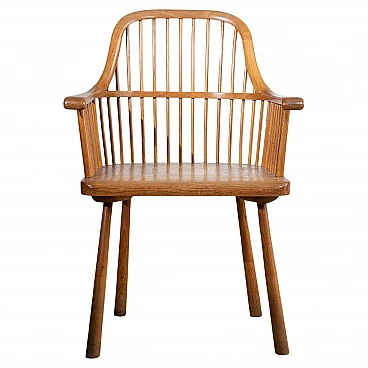 Windsor-style blond wood chair, 1950s