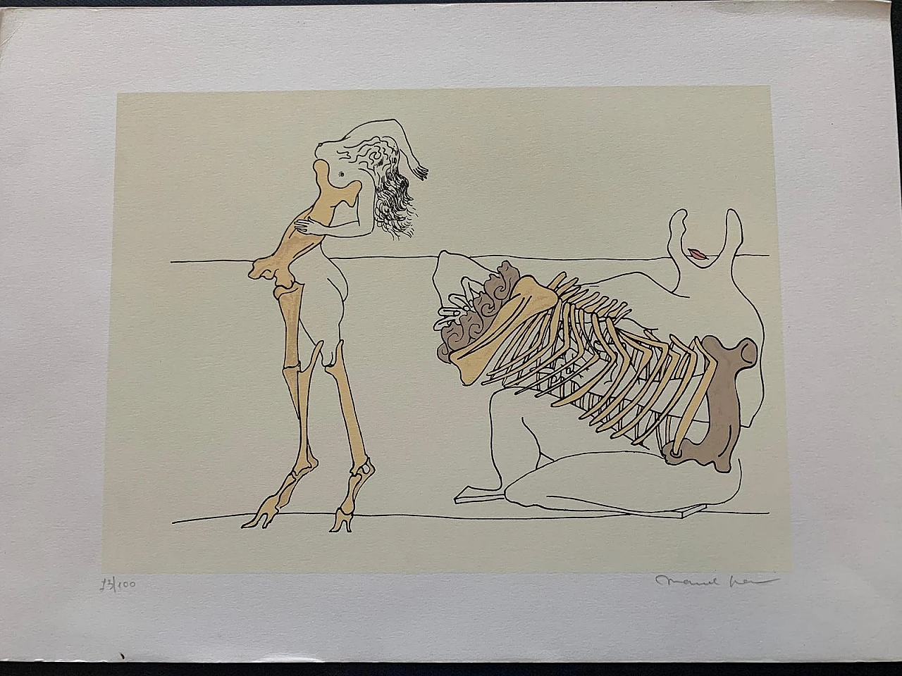 Marcel Jean, Surrealist scene, lithograph, 1960s 1