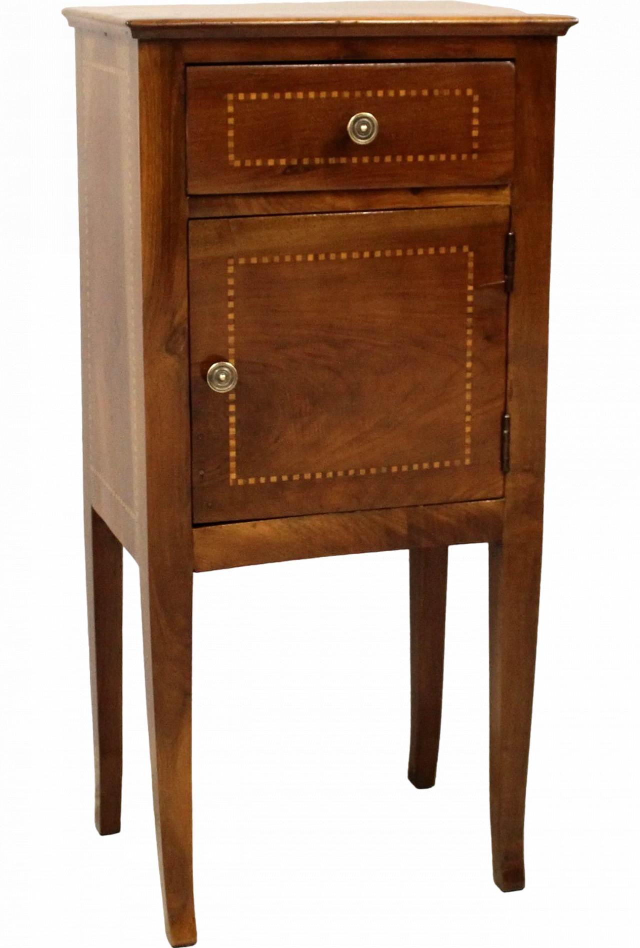 Directoire walnut bedside table with inlays, early 19th century 2