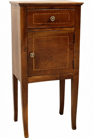 Directoire walnut bedside table with inlays, early 19th century