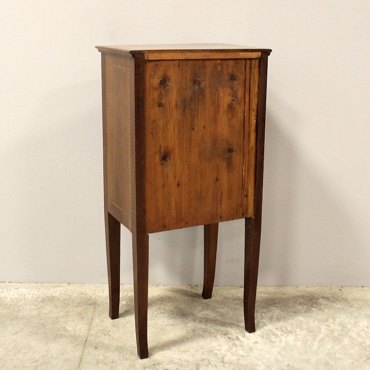 Directoire walnut bedside table with inlays, early 19th century 5